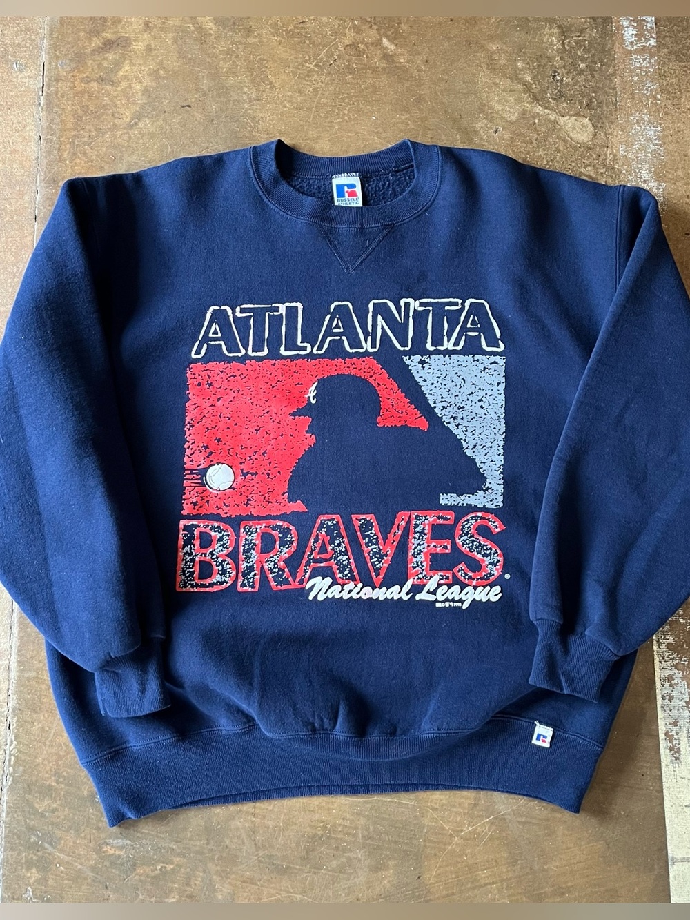Atlanta Braves Vintage 1993 Russell USA Made Boxy Fit Crewneck Sweatshirt XL 90s